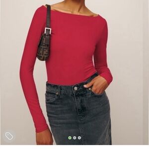 Reformation Wiley knit top in lipstick size small